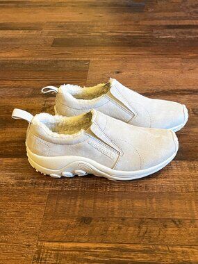 Merrell Shoes Womens Jungle Moc Cozy Slip On Lined Loafer Light Gray Size 7.5